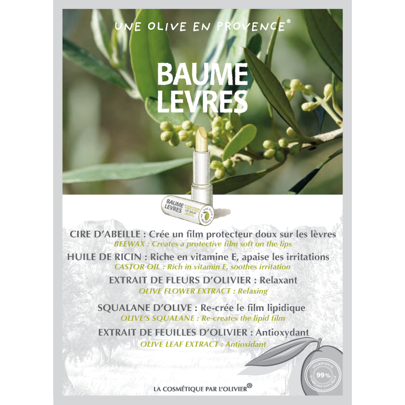 Une Olive en Provence - Baume pour les lèvres à l'huile d'olive - 4 g